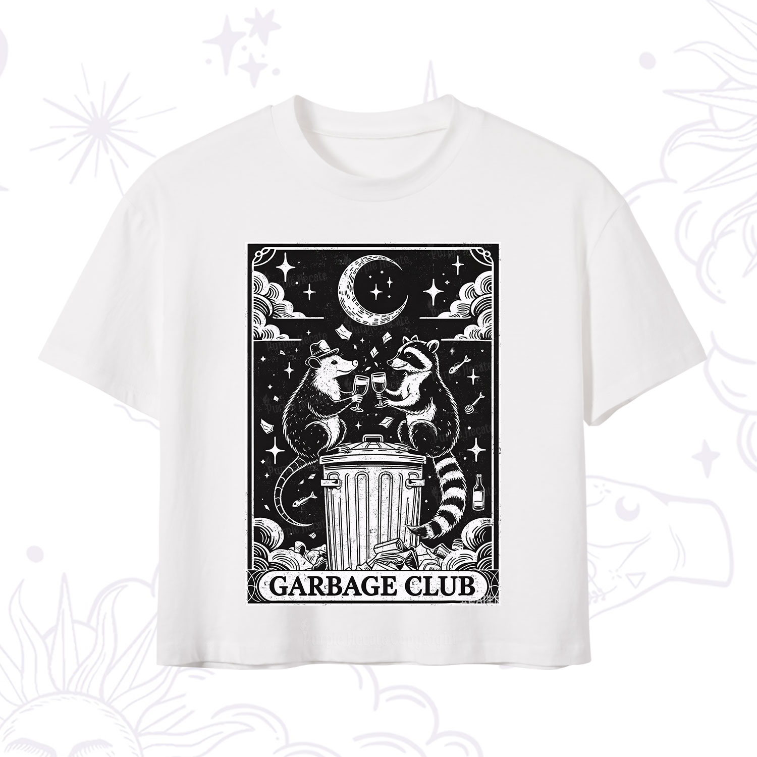 Purplehecate The Garbage Club Tarot Raccoon Party Crop T-Shirt