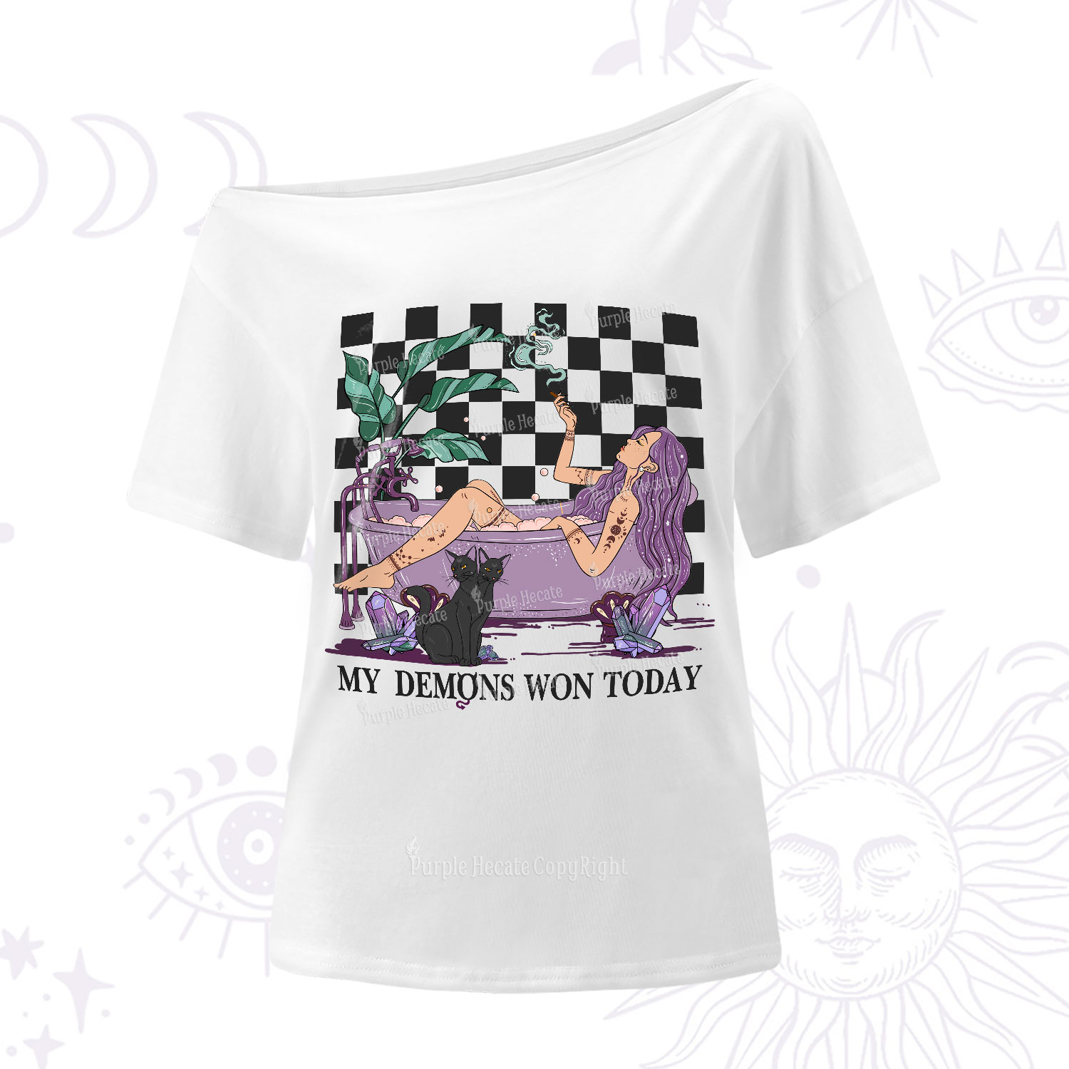 Purplehecate My Demons Won Today One-Shoulder T-Shirt