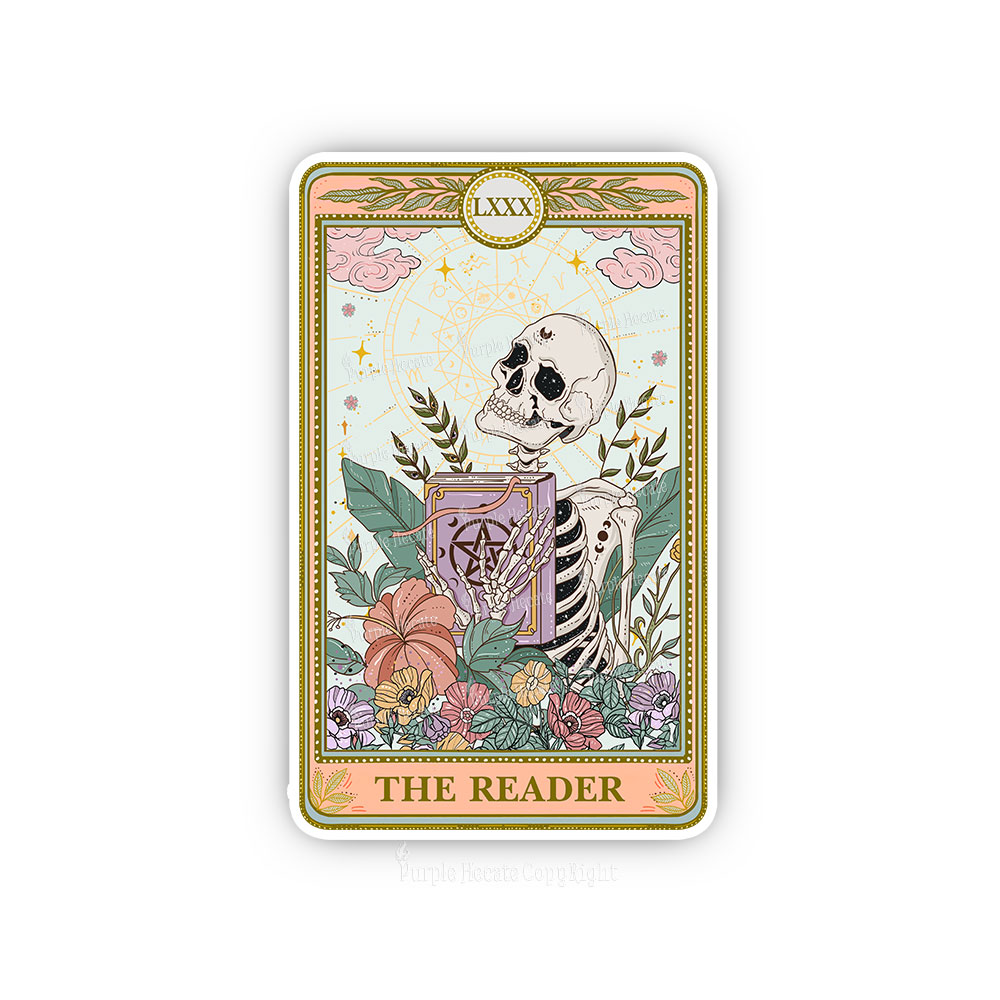 Purplehecate The Reader Occult Tarot Skeleton Sticker