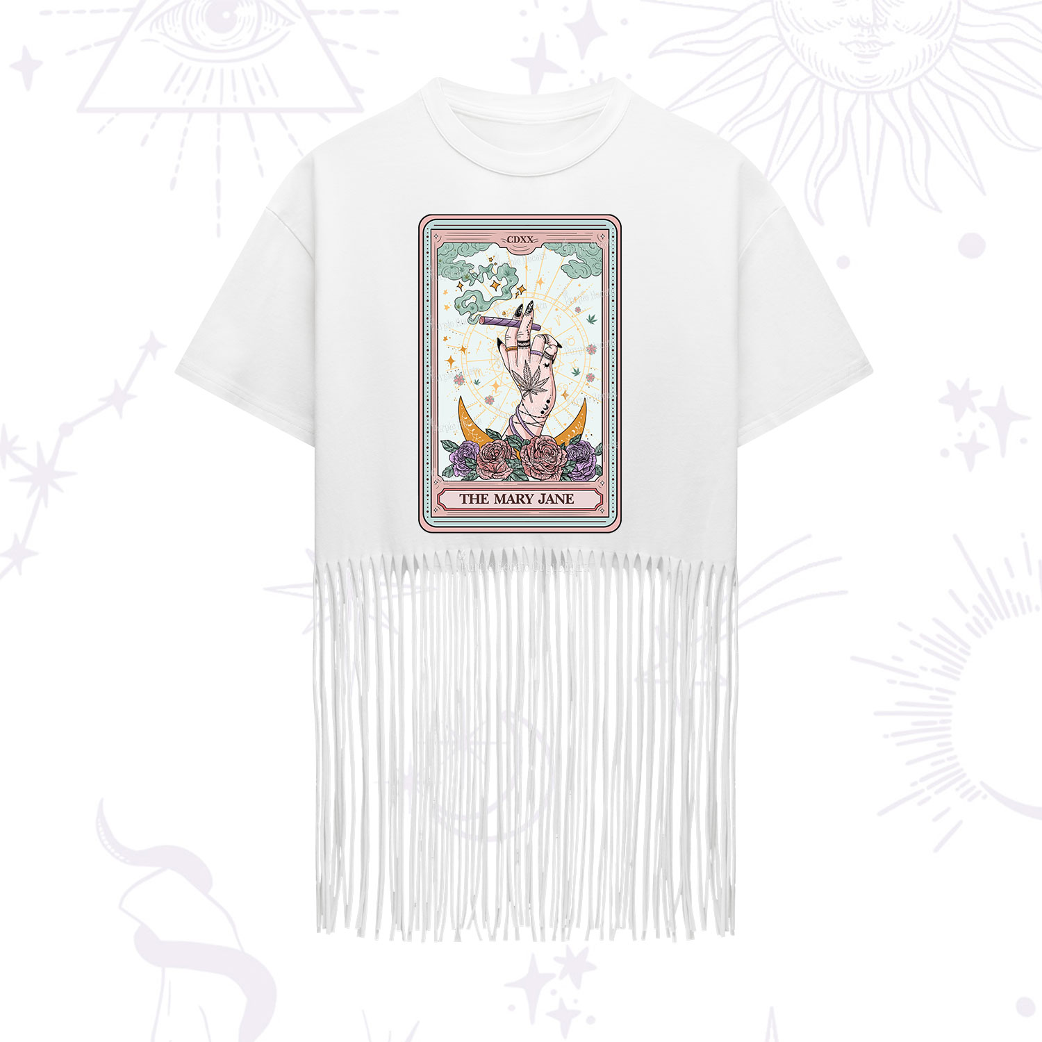 Purplehecate The Mary Jane Tarot Fringe Hem T-Shirt
