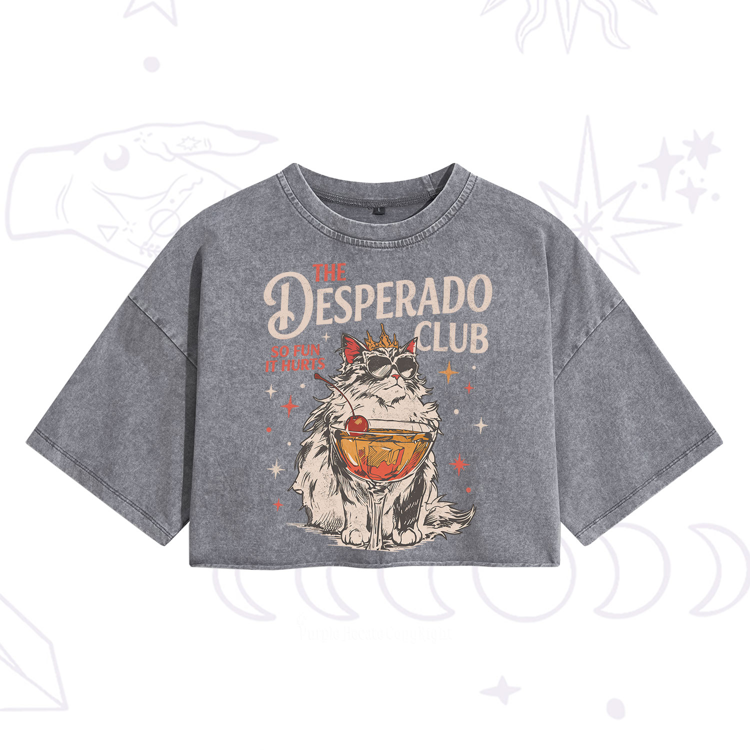 Purplehecate The Desperado Club Vintage Gang Washed Cropped T-Shirt