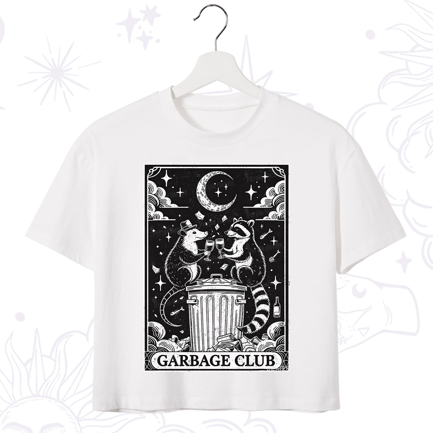 Purplehecate The Garbage Club Tarot Raccoon Party Crop T-Shirt