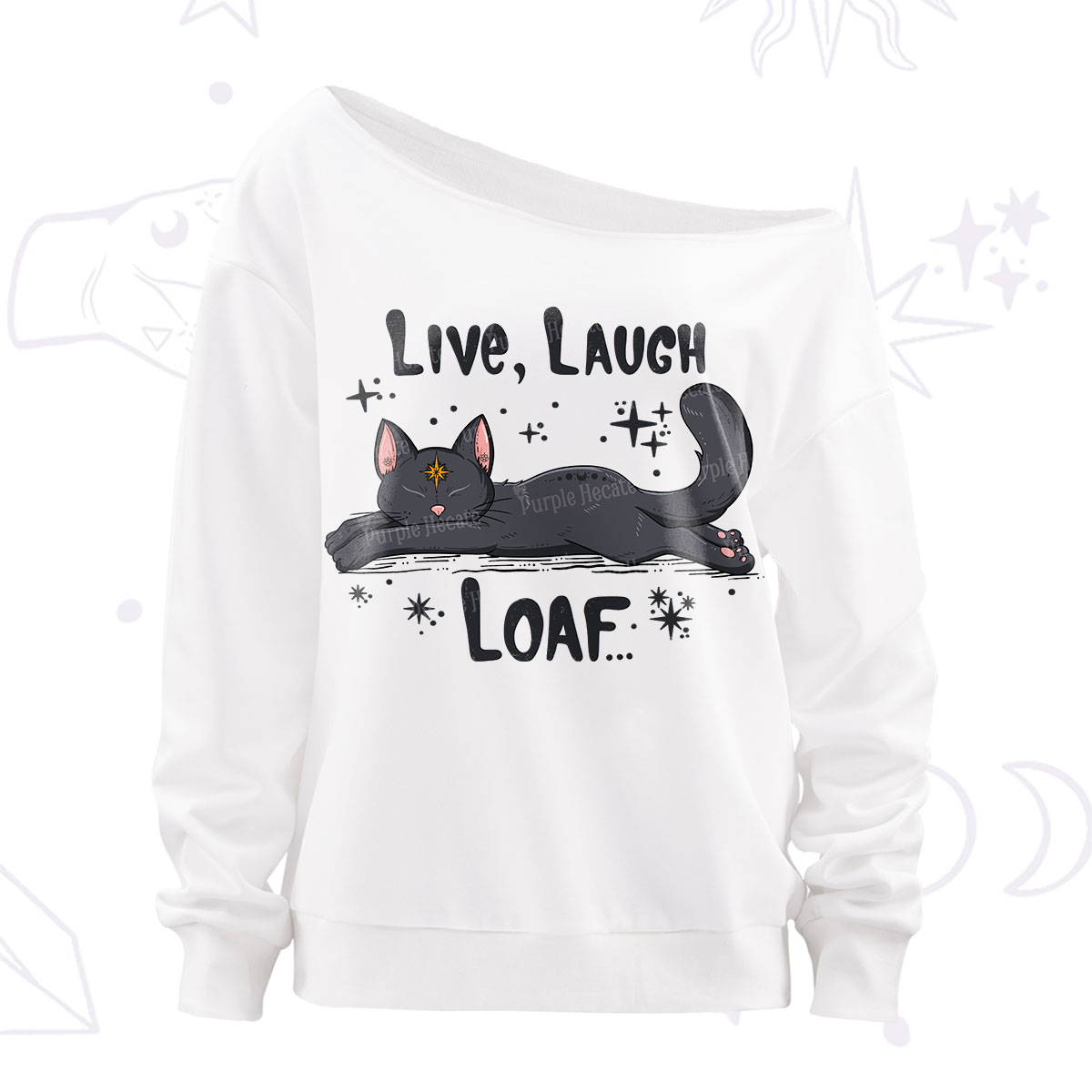 Purplehecate Live Laugh Loaf Off The Shoulder Sweatshirt