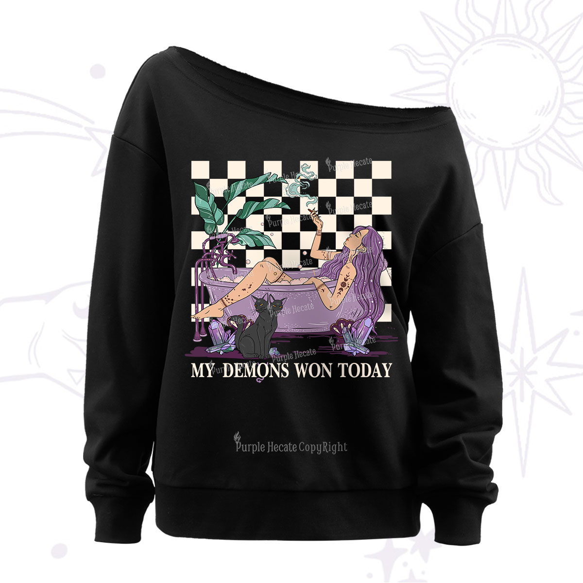 Purplehecate My Demons Won Today Off The Shoulder Sweatshirt