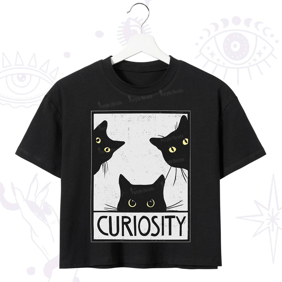 Purplehecate Curiosity Cat Crop T-Shirt