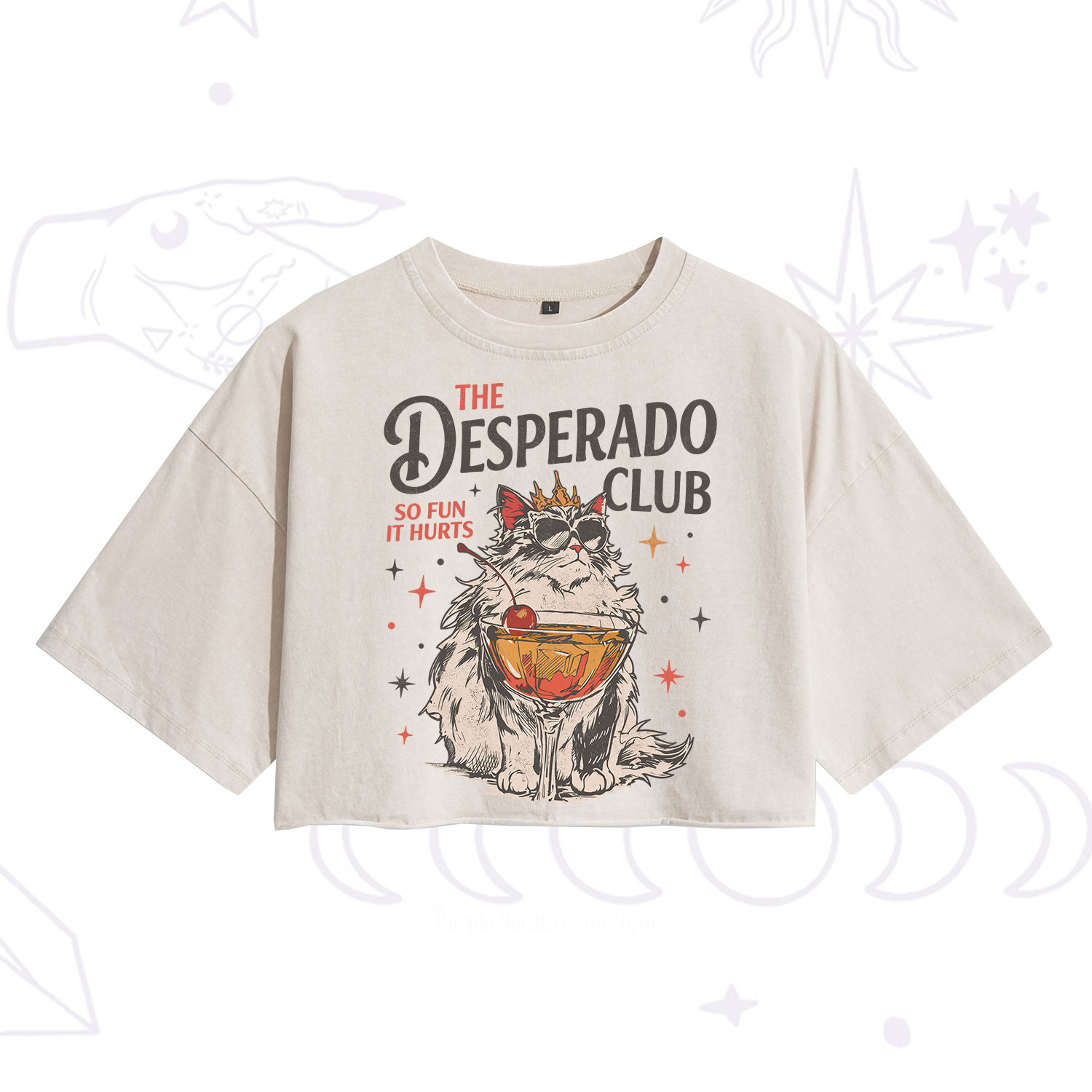 Purplehecate The Desperado Club Vintage Gang Washed Cropped T-Shirt