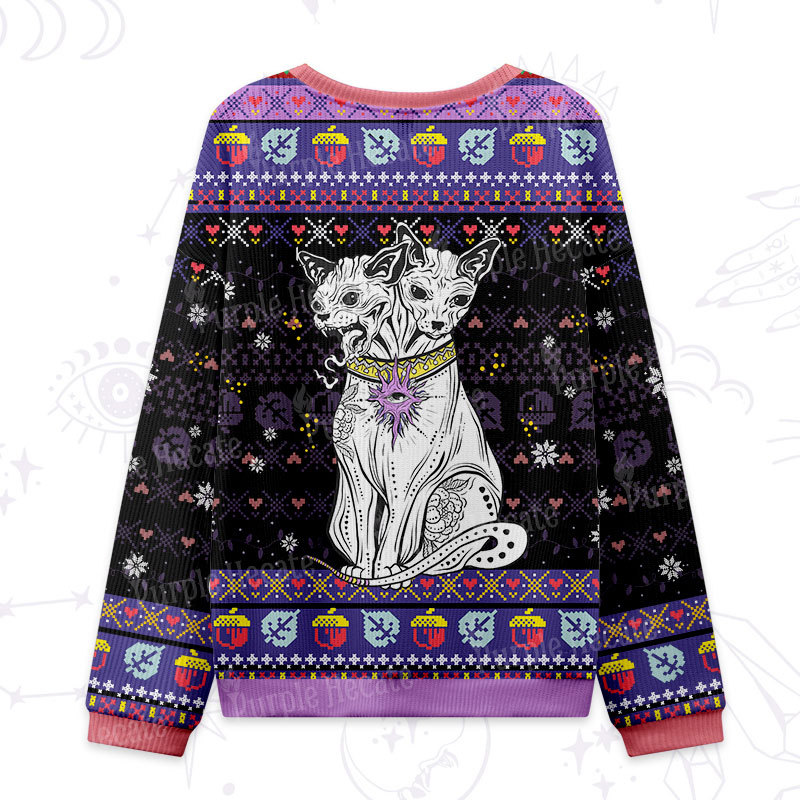 Purplehecate The Cat Goddess Bastet Ugly Christmas Sweatshirts