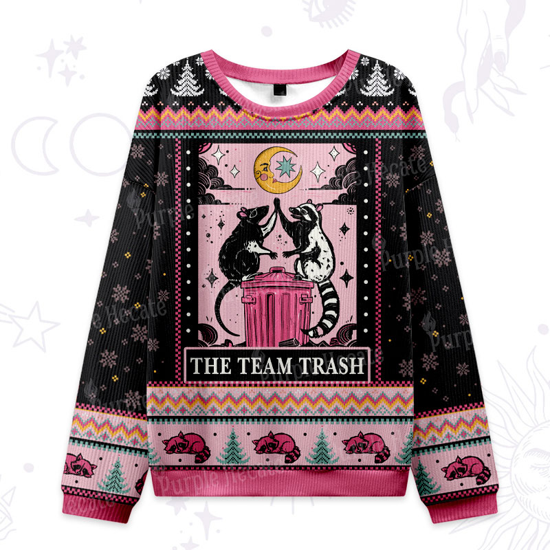 Purplehecate The Team Trash Opossum Ugly Christmas Sweatshirts