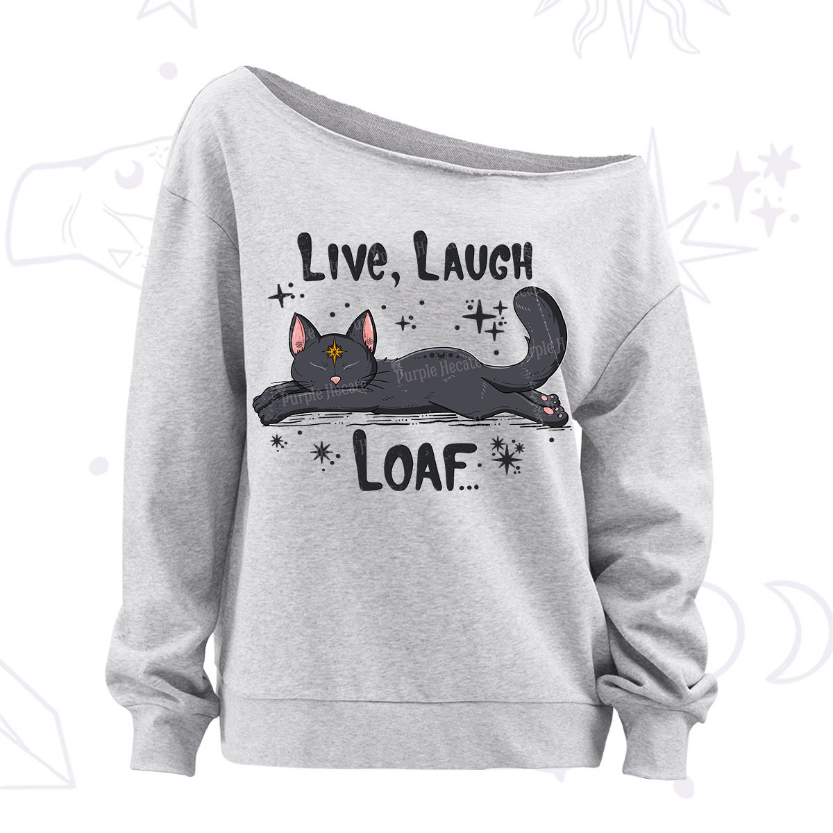 Purplehecate Live Laugh Loaf Off The Shoulder Sweatshirt