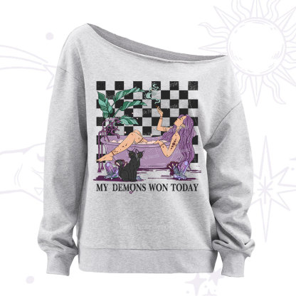 Purplehecate My Demons Won Today Off The Shoulder Sweatshirt