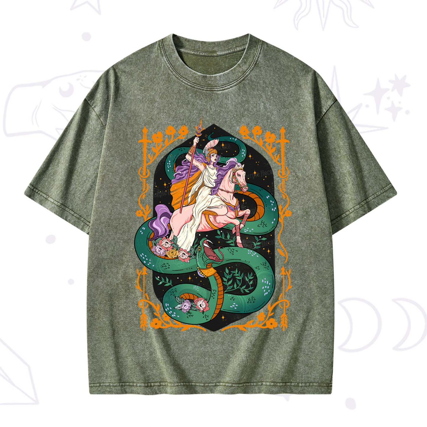 Purplehecate The Lady Knight and the Serpent Washed T-Shirt
