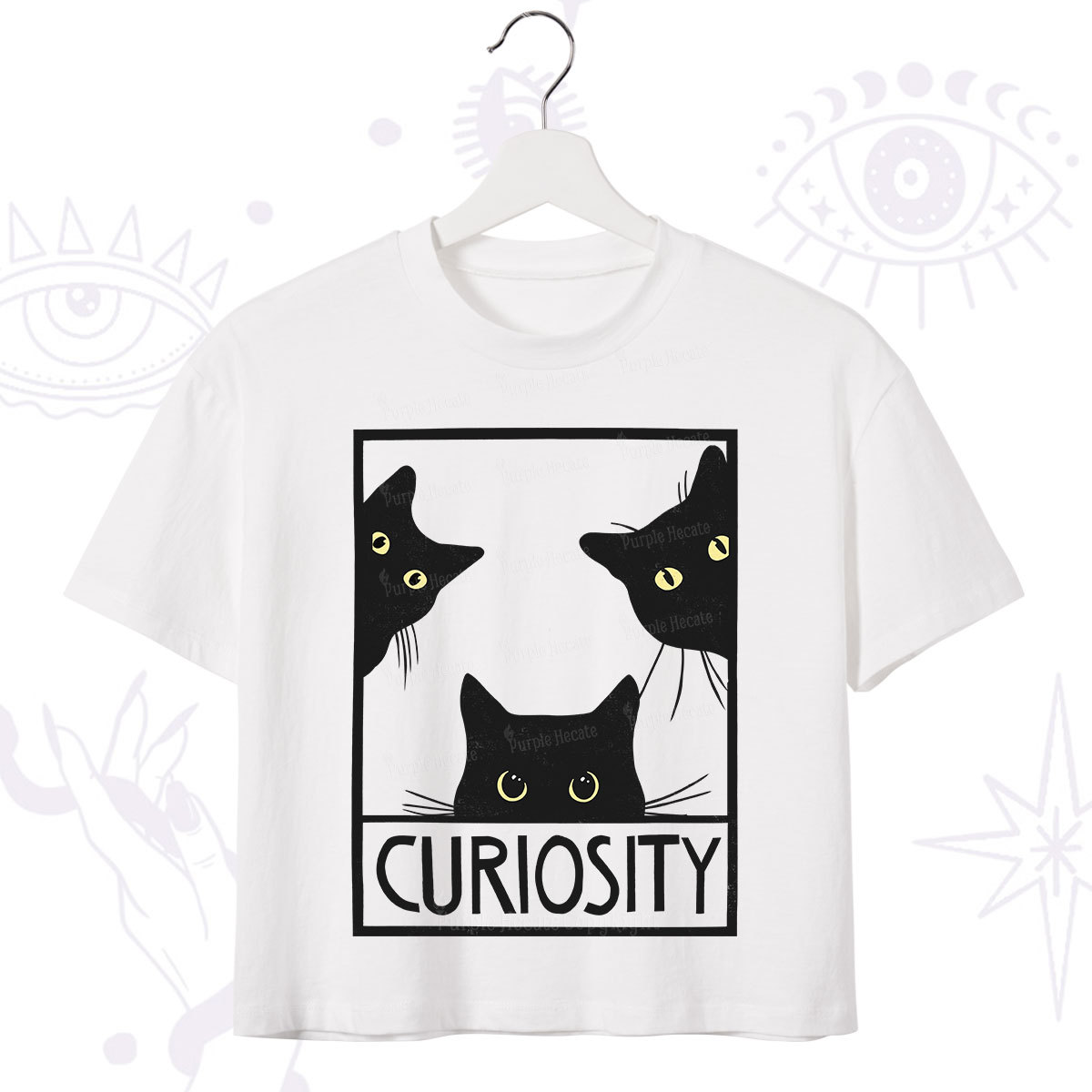 Purplehecate Curiosity Cat Crop T-Shirt