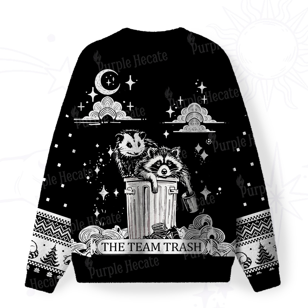 Purplehecate The Team Trash Raccoon & Possum Fuzzy Ugly Sweatshirt