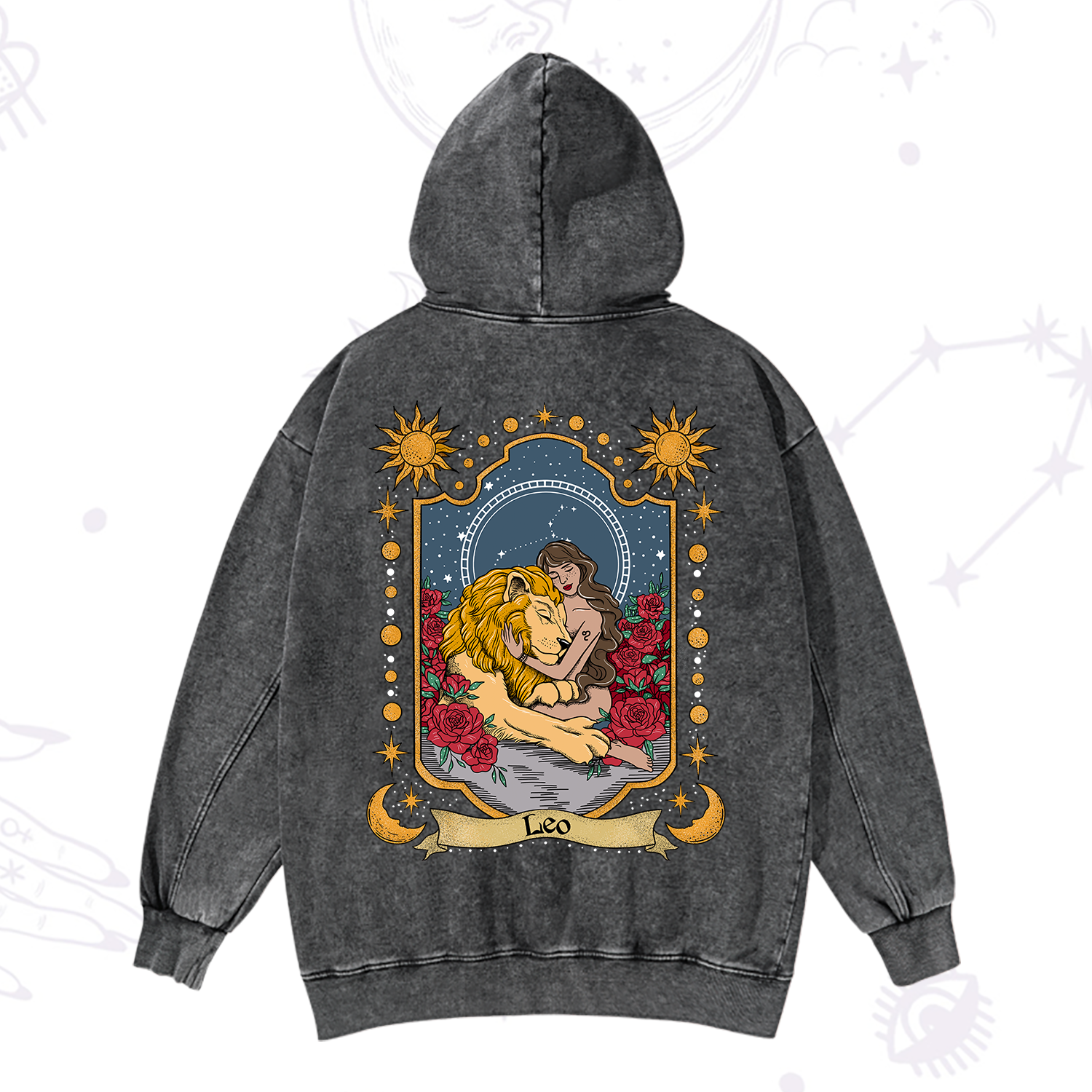 Purplehecate Leo Zodiac Washed Hoodie