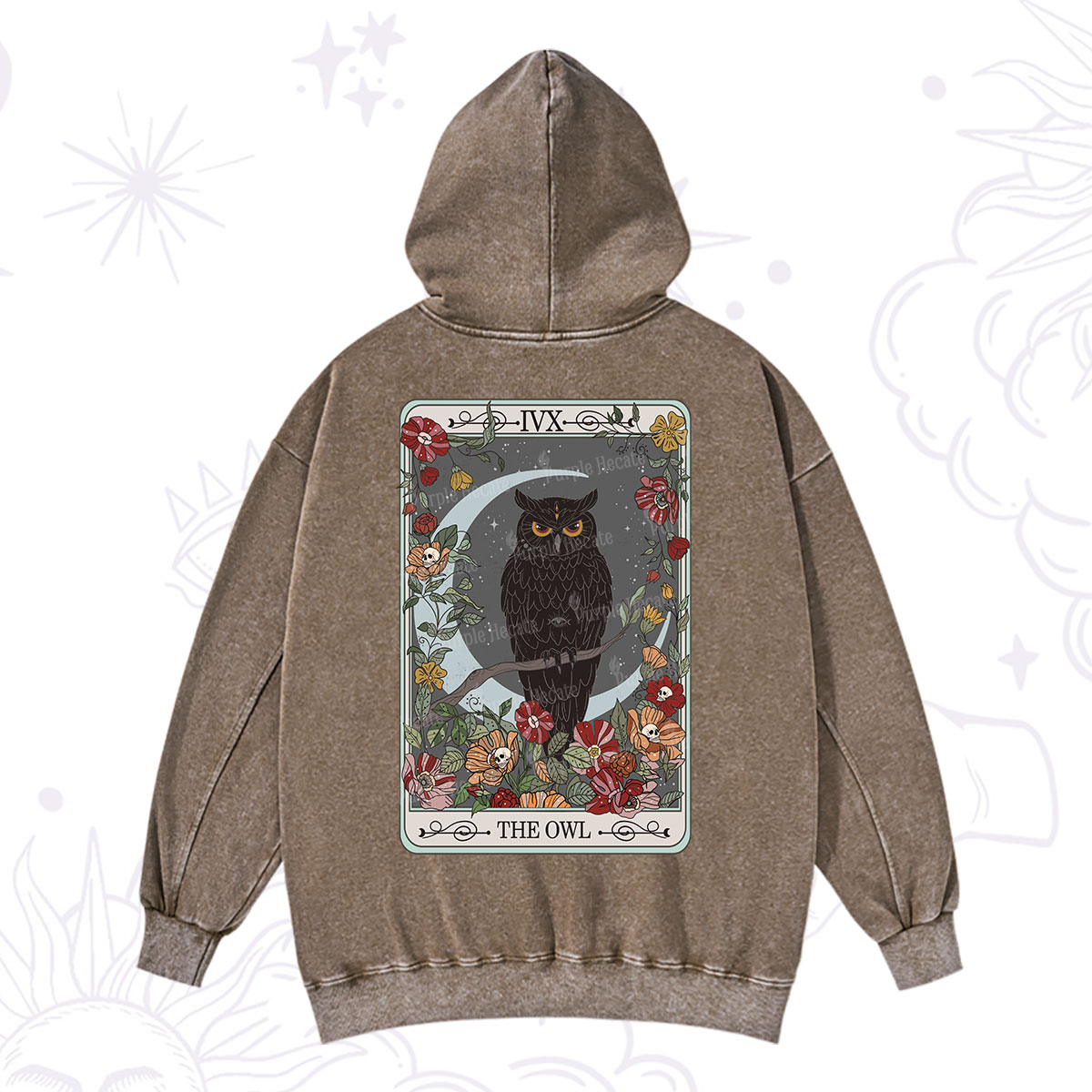Purplehecate The Owl Tarot Washed Hoodie