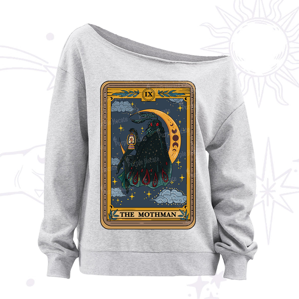 Purplehecate The Mothmen Tarot Off The Shoulder Sweatshirt