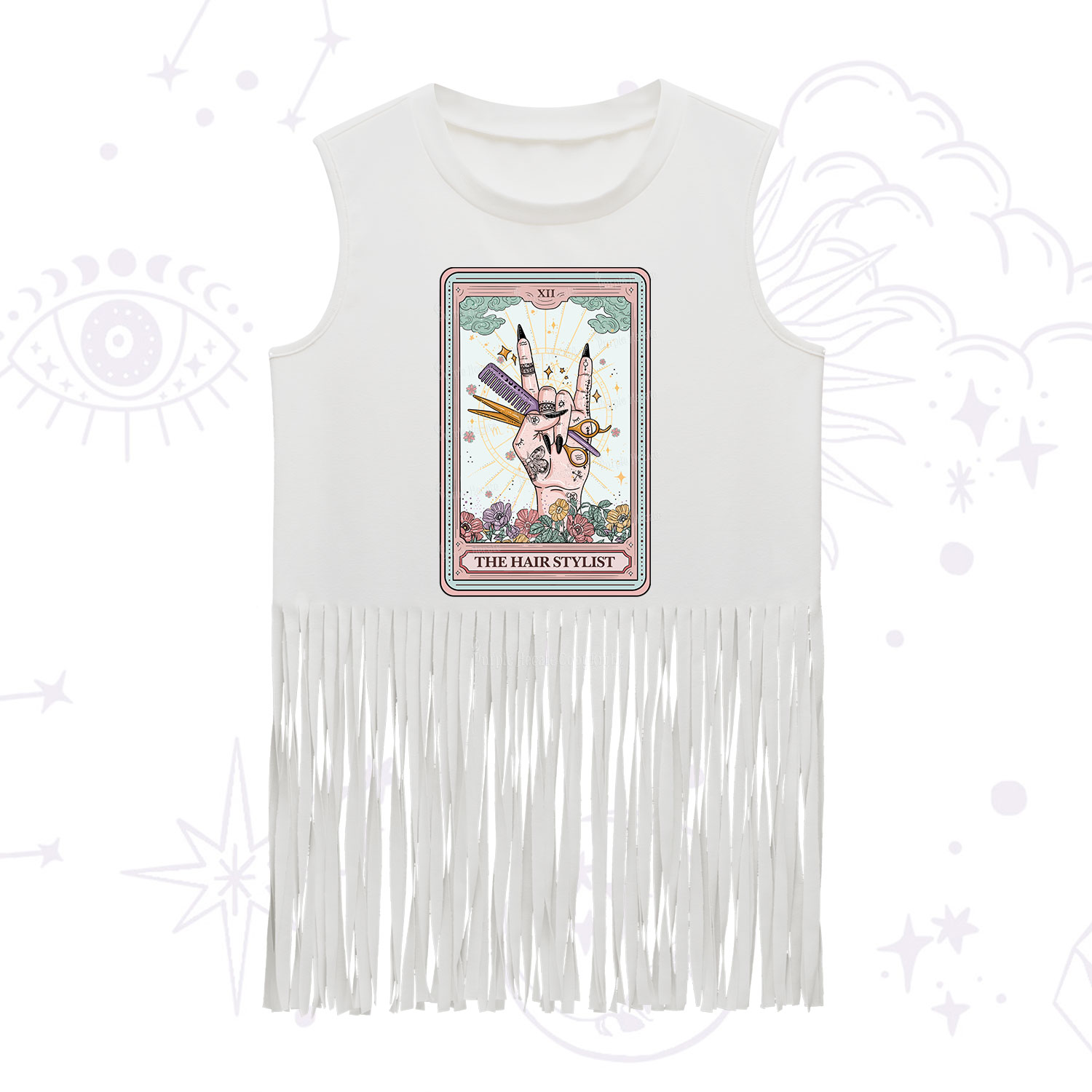 Purplehecate The Hair Stylist Tarot Fringe Tank Top