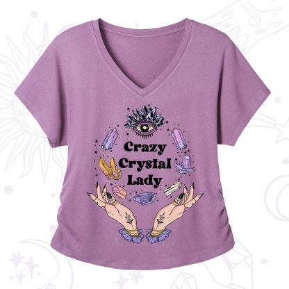 Purplehecate Crazy Crystal Lady V-Neck T-Shirt