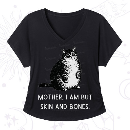 Purplehecate Cat Mother I Am But Skin And Bones V-Neck T-Shirt