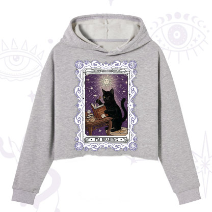 Purplehecate The Reading Cat Tarot Crop Hoodie