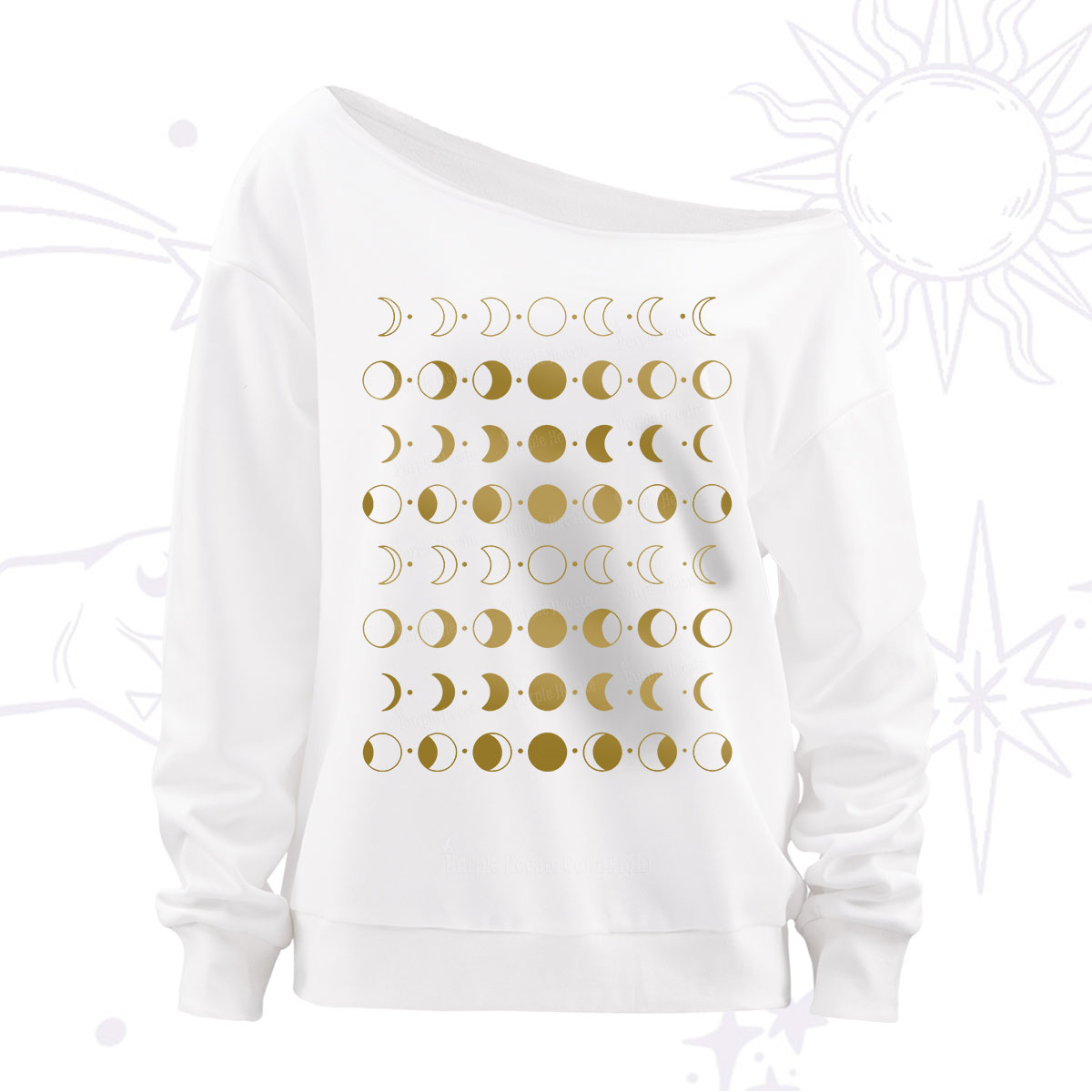 Purplehecate Phases Of Moon Off The Shoulder Sweatshirt