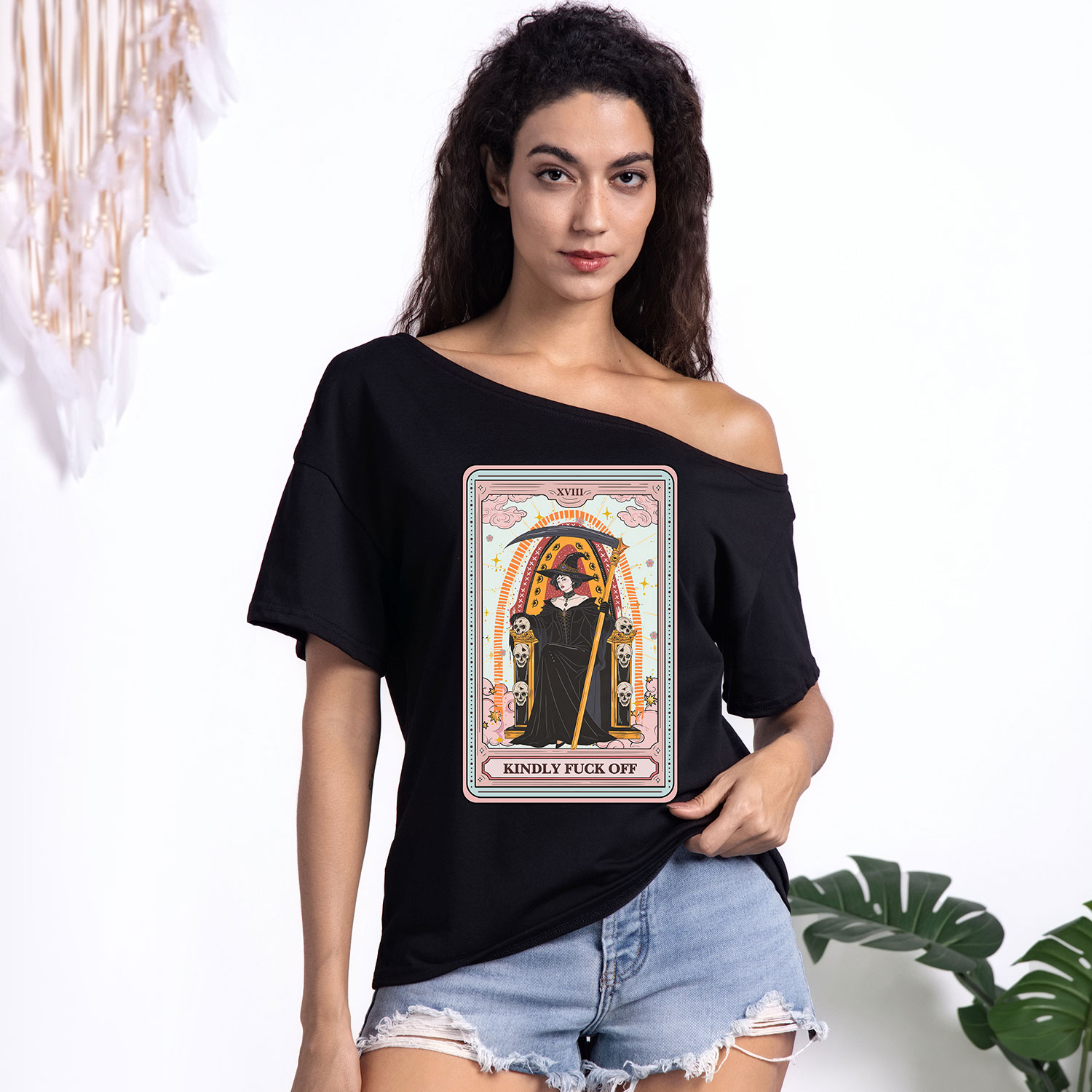 Purplehecate The Kindly Fuck Off Tarot One Shoulder T-Shirt