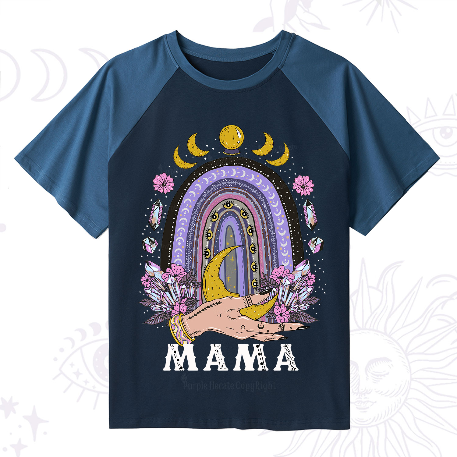 Purplehecate Gothic Mama Rainbow Raglan Short Sleeve T‑Shirt