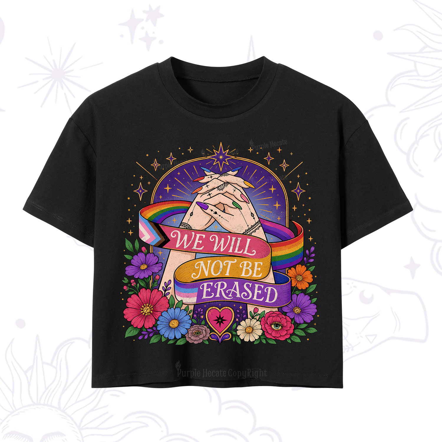 Purplehecate We Will Not Be Erased Pride Crop T-Shirt