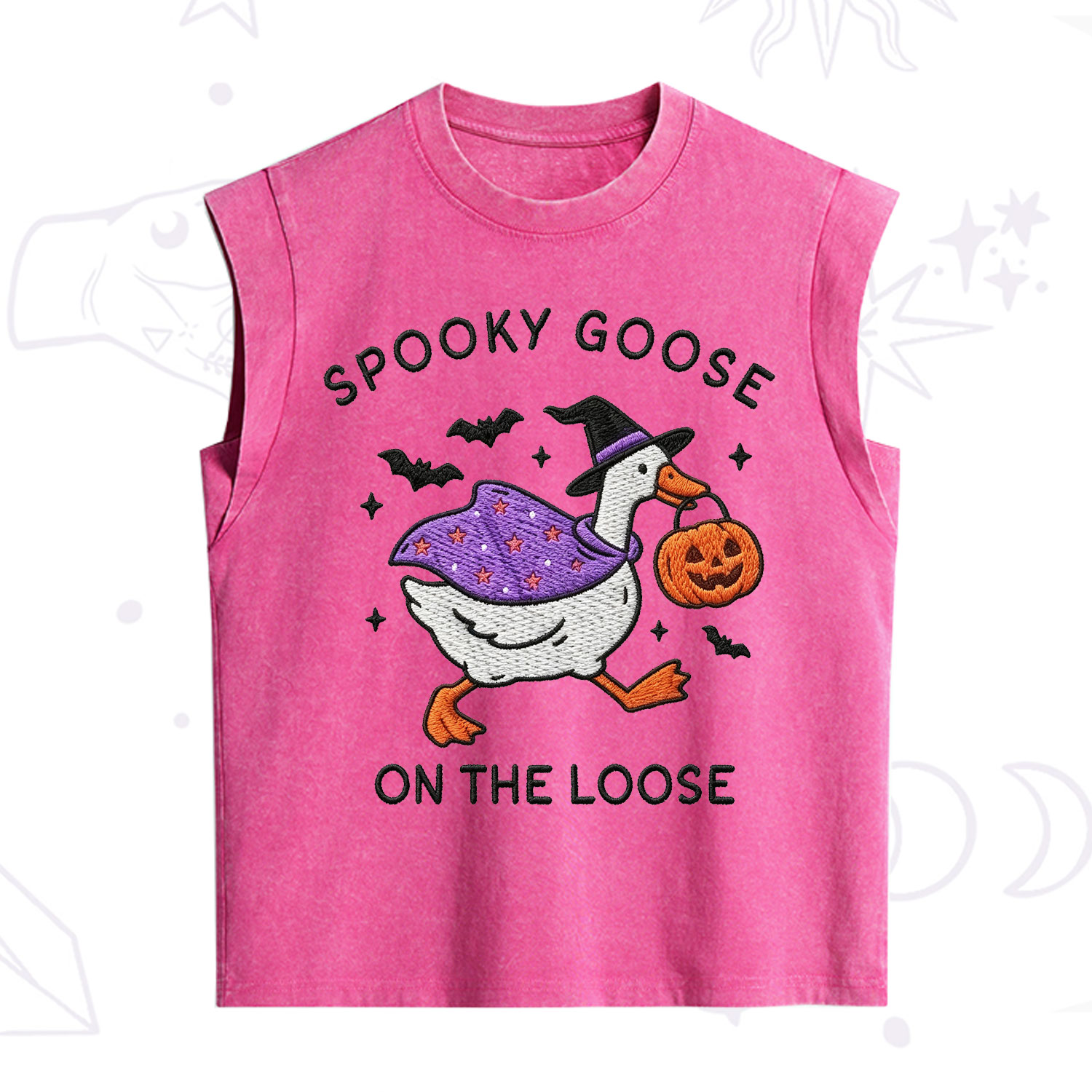 Purplehecate Spooky Goose Embroidered Vintage Washed Tank