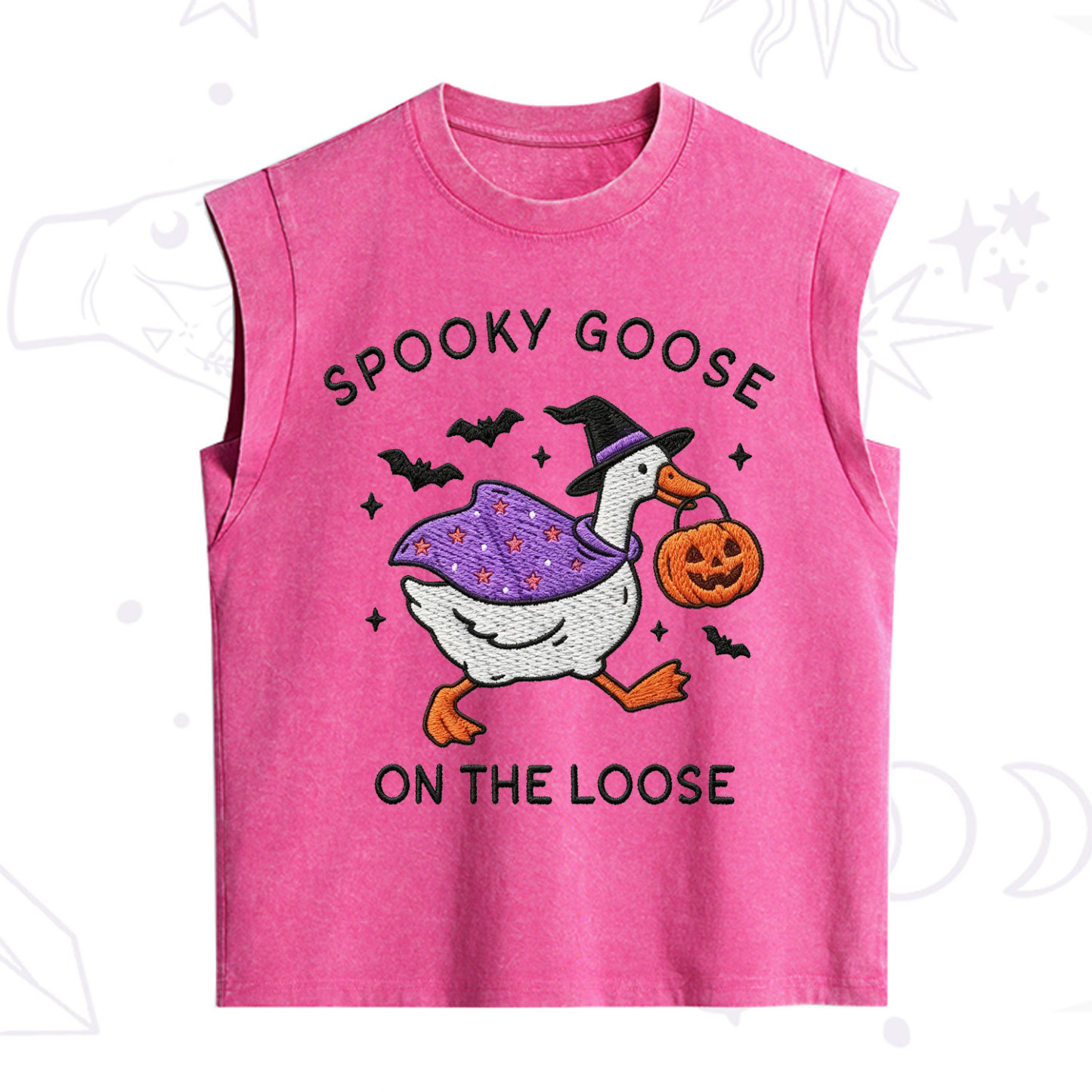 Purplehecate Spooky Goose Embroidered Vintage Washed Tank