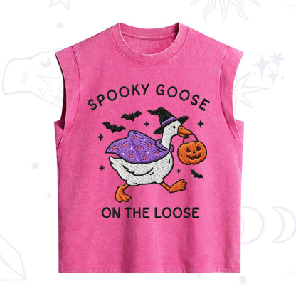 Purplehecate Spooky Goose Embroidered Vintage Washed Tank