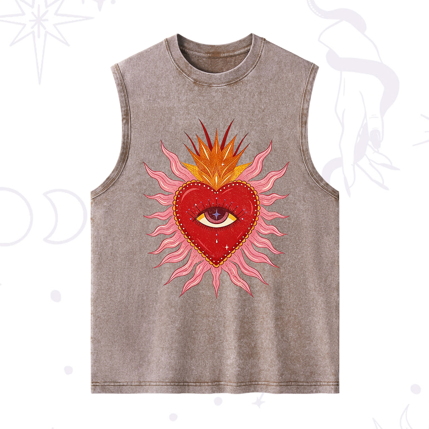 Purplehecate Sacred Flame Heart Washed Tank