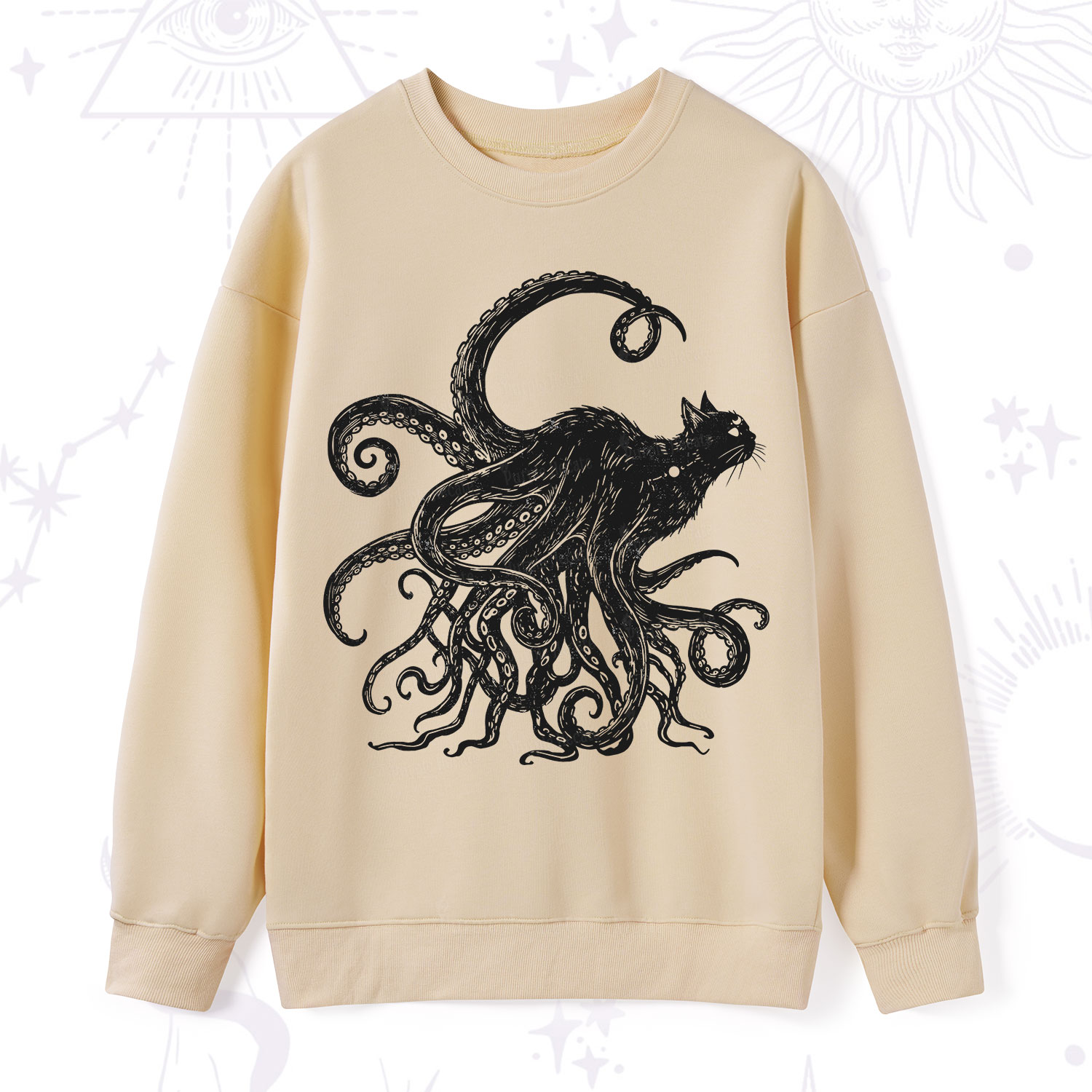 Purplehecate Black Cat with Octopus Tentacles Sweatshirt