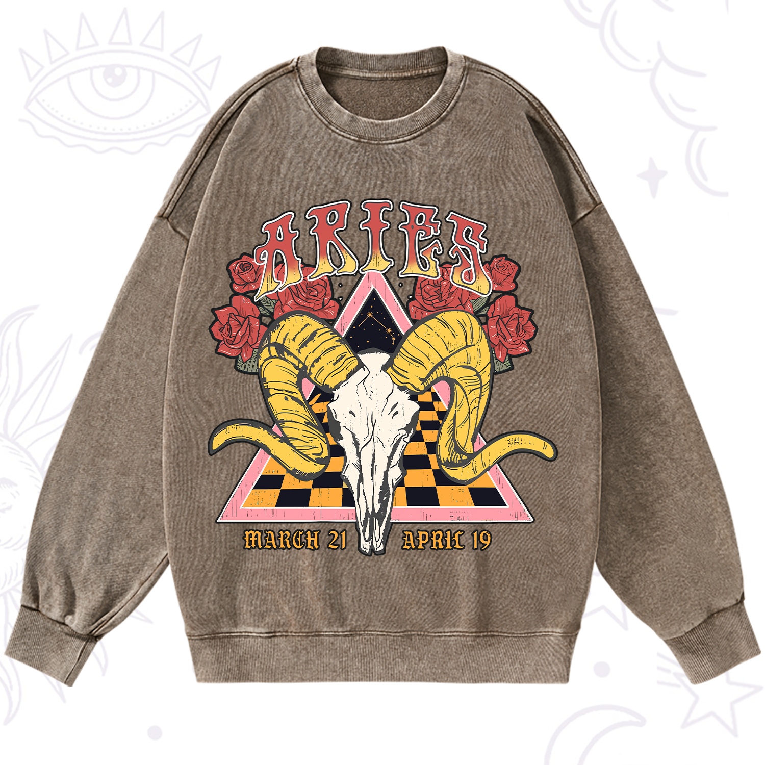 Purplehecate Aries Crew Zodiac Washed Sweatshirt