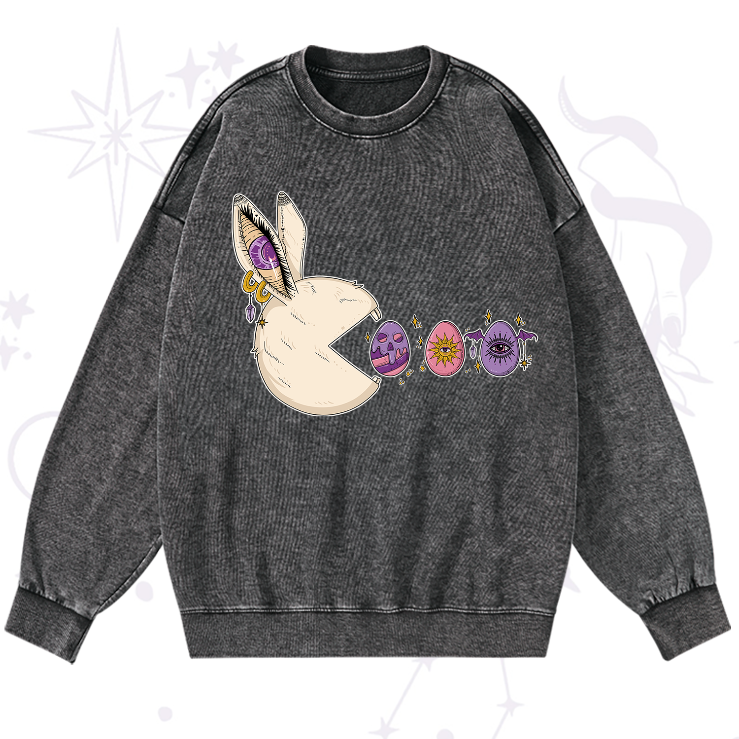 Purplehecate Egg Hunter Bunny Easter Washed Sweatshirt
