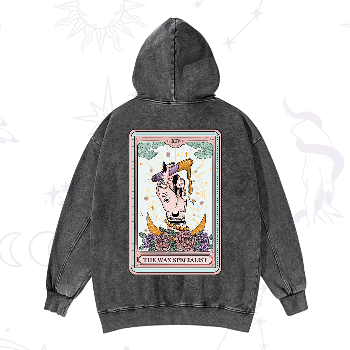 Purplehecate The Wax Specialist Tarot Card Washed Hoodie