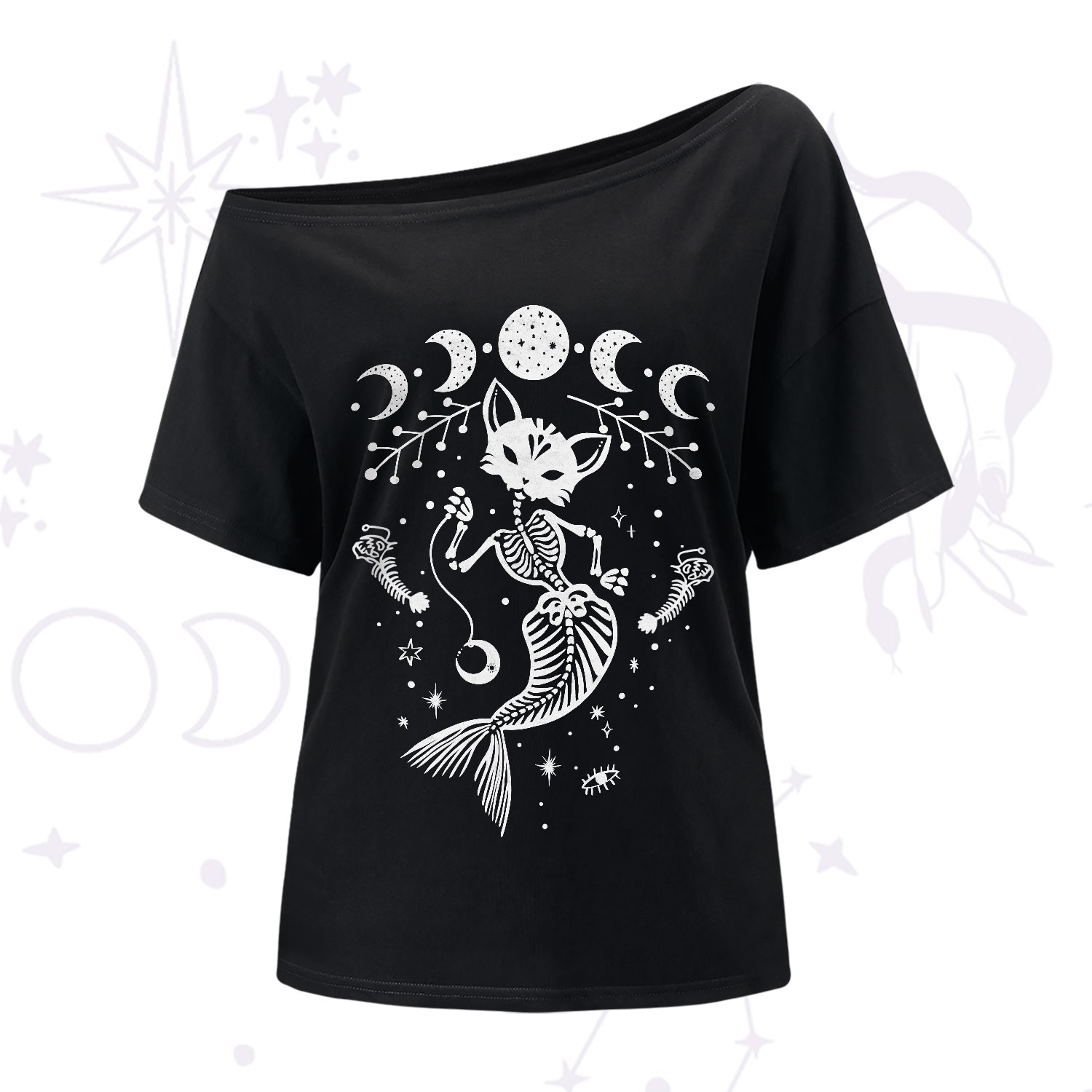 Purplehecate Purr-maid Tales One-Shoulder T-Shirt