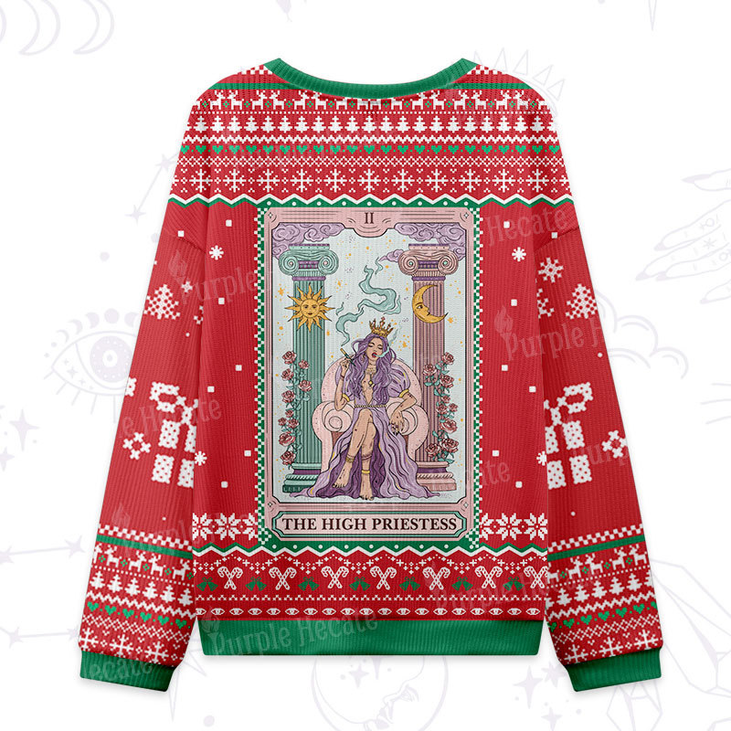 Purplehecate The High Priestess Tarot Card Ugly Christmas Sweatshirts
