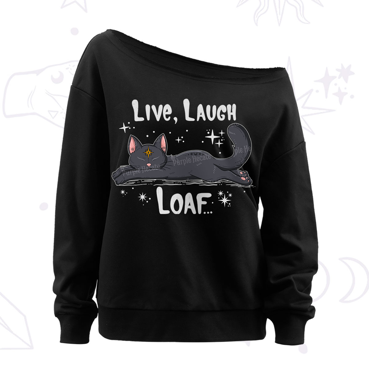 Purplehecate Live Laugh Loaf Off The Shoulder Sweatshirt