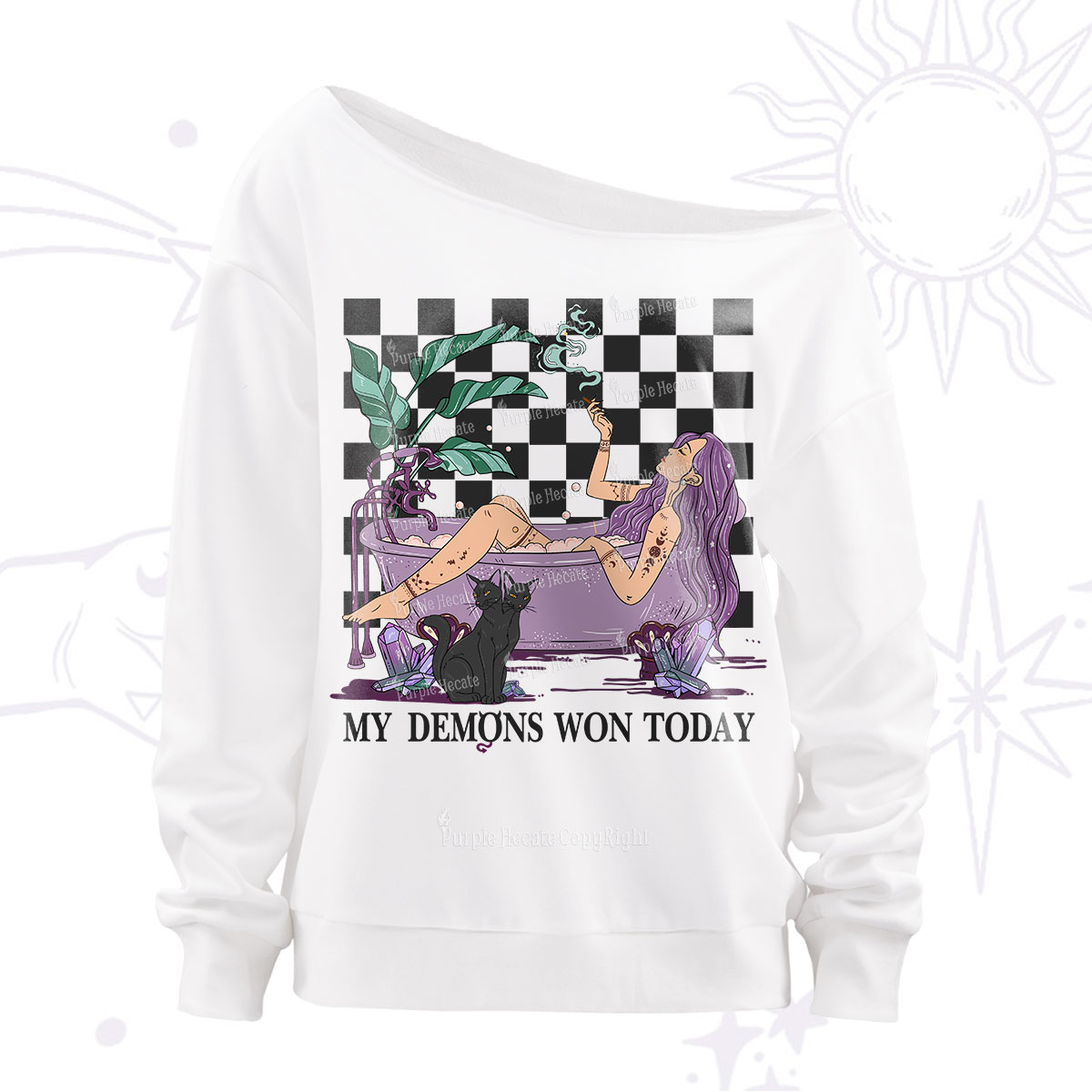 Purplehecate My Demons Won Today Off The Shoulder Sweatshirt