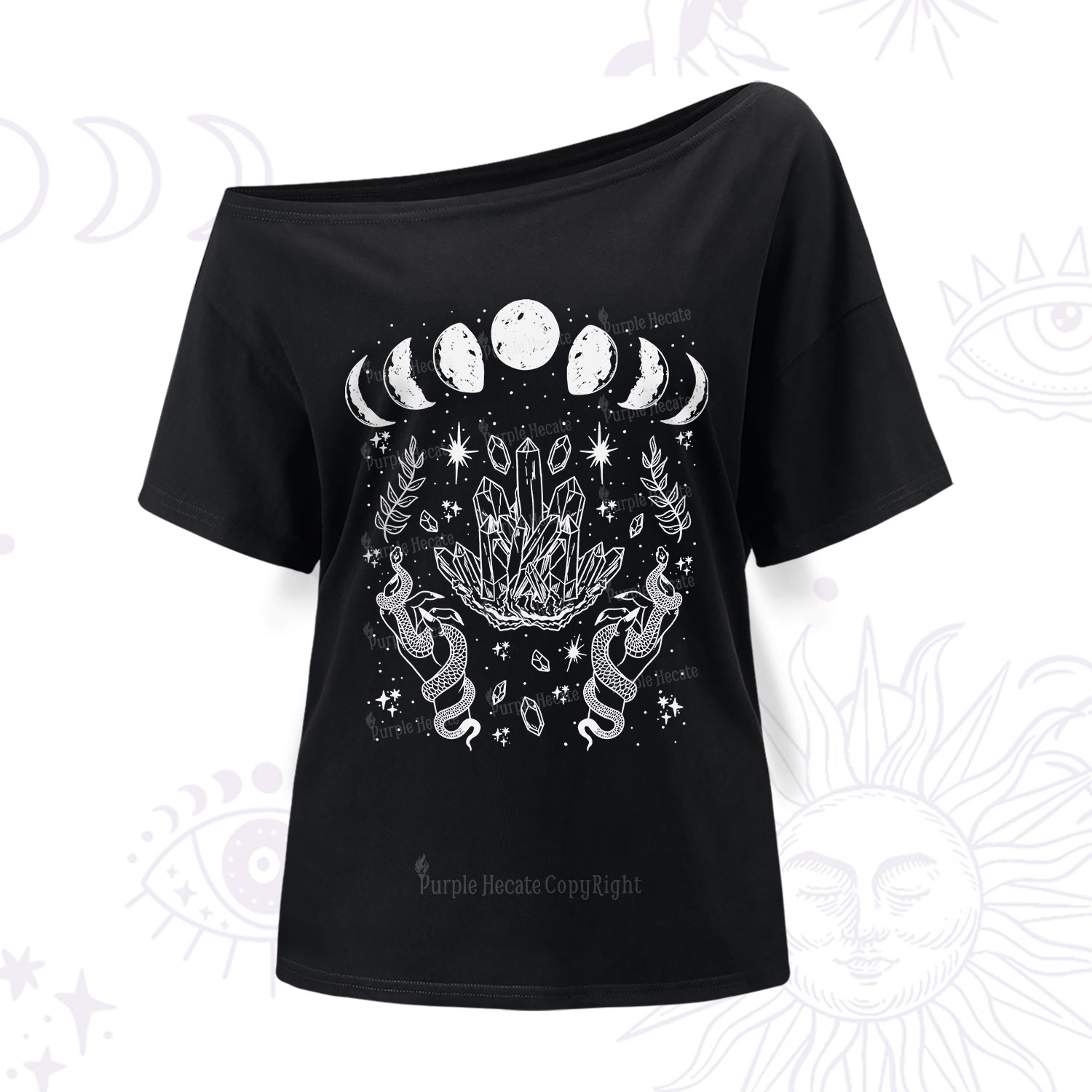Purplehecate Serpents of the Moon One Shoulder T-Shirt