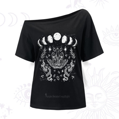 Purplehecate Serpents of the Moon One Shoulder T-Shirt