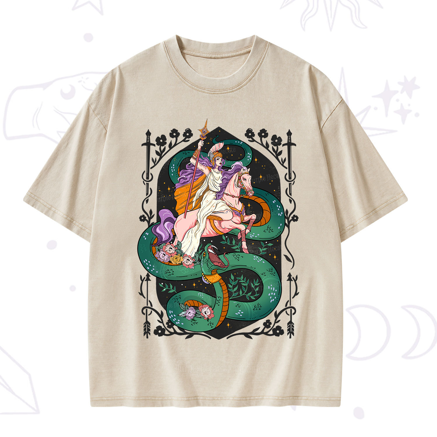 Purplehecate The Lady Knight and the Serpent Washed T-Shirt
