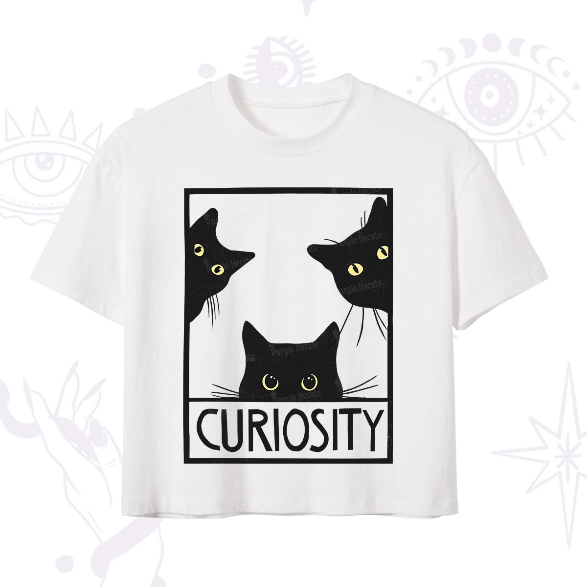 Purplehecate Curiosity Cat Crop T-Shirt