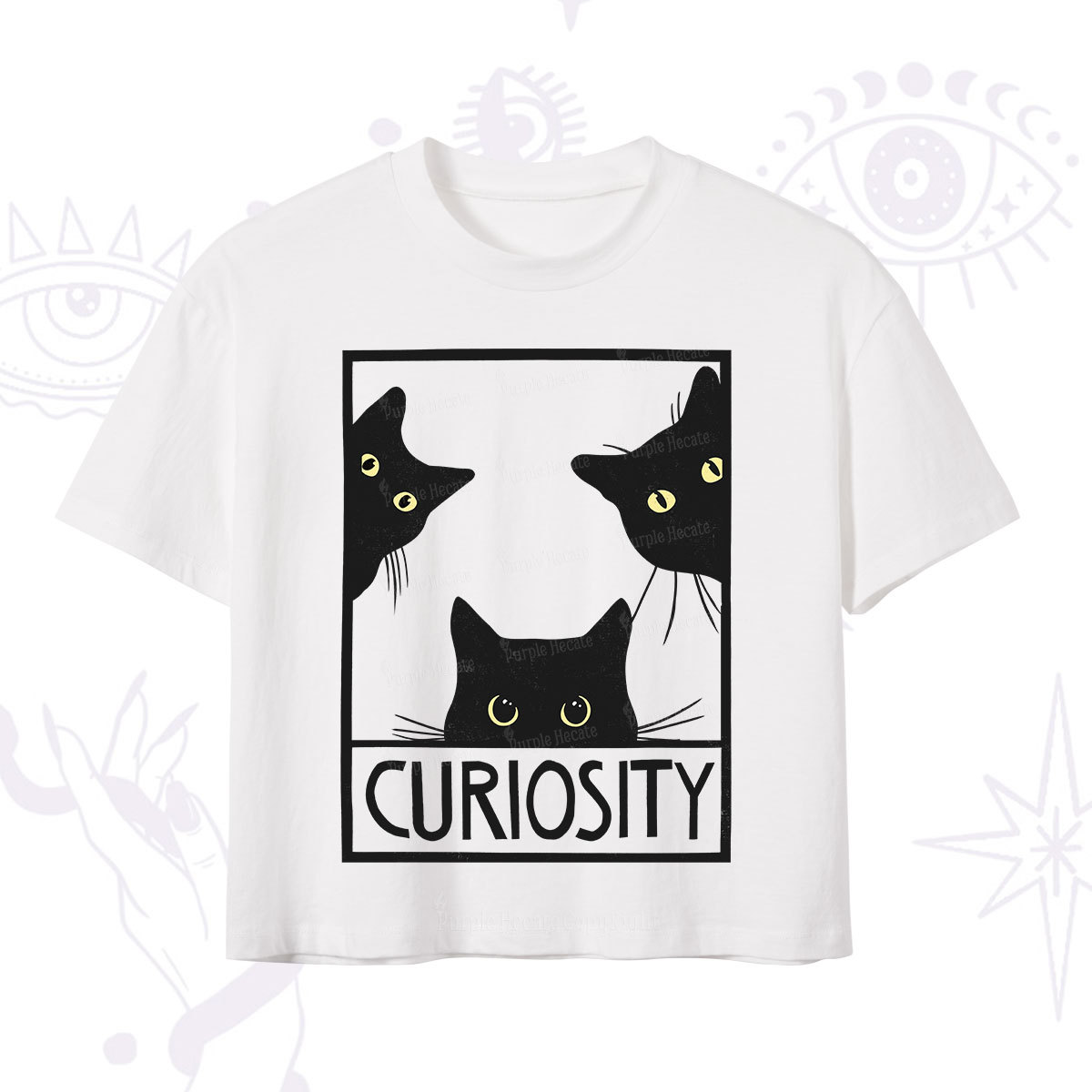 Purplehecate Curiosity Cat Crop T-Shirt