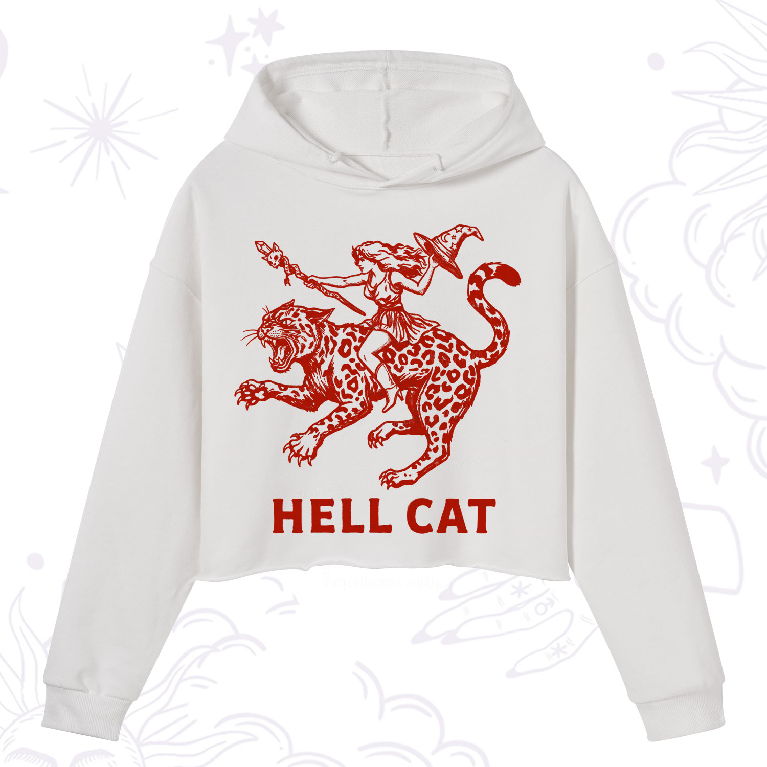 Purplehecate Hex Girl Hell Cat Crop Hoodie