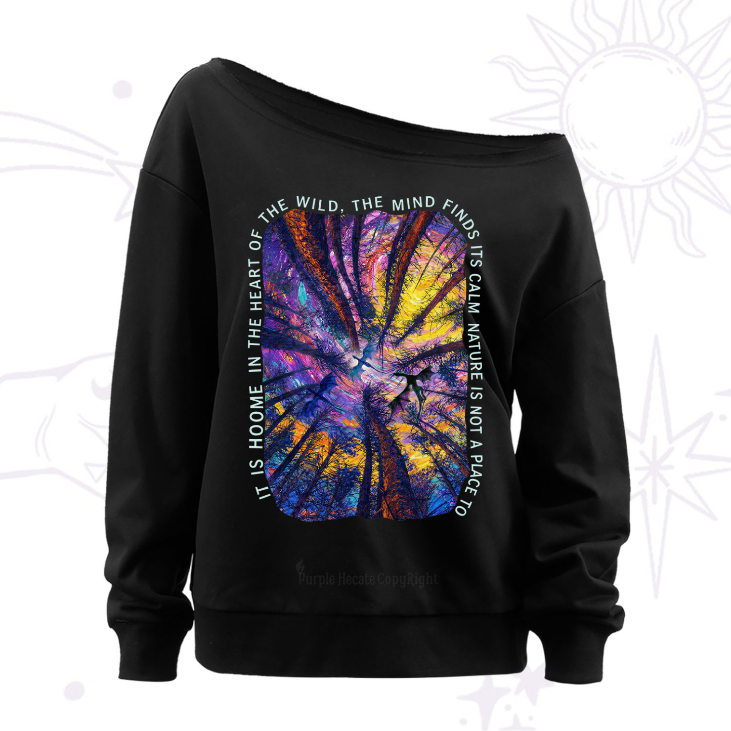 Purplehecate Forest Mindscape Night Sky Off The Shoulder Sweat