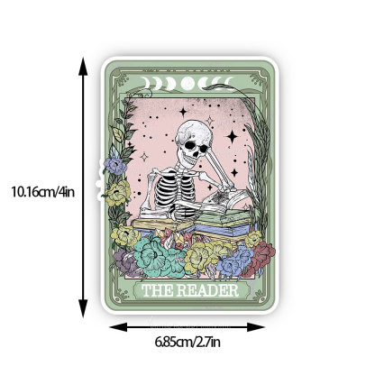 Purplehecate The Reader Bookworm Skeleton Sticker