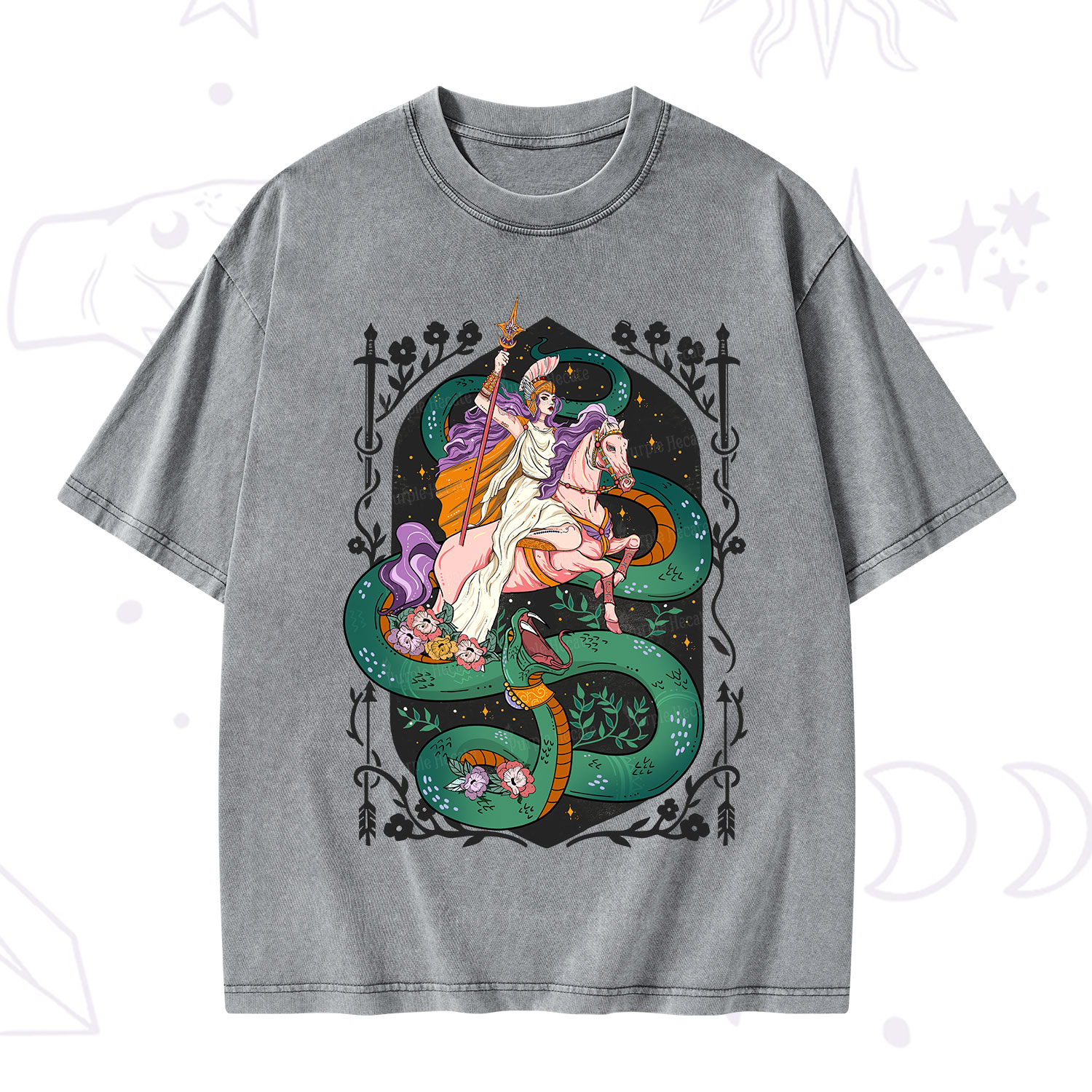 Purplehecate The Lady Knight and the Serpent Washed T-Shirt