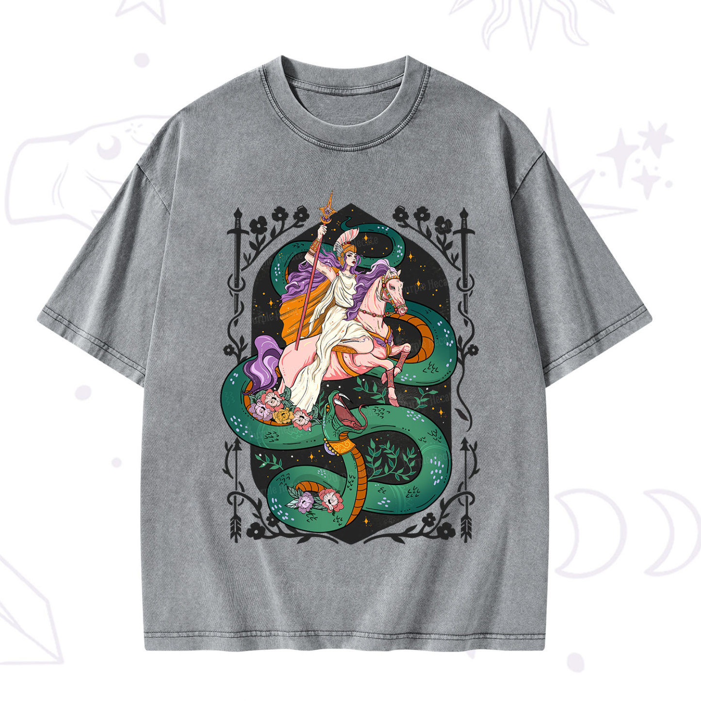 Purplehecate The Lady Knight and the Serpent Washed T-Shirt
